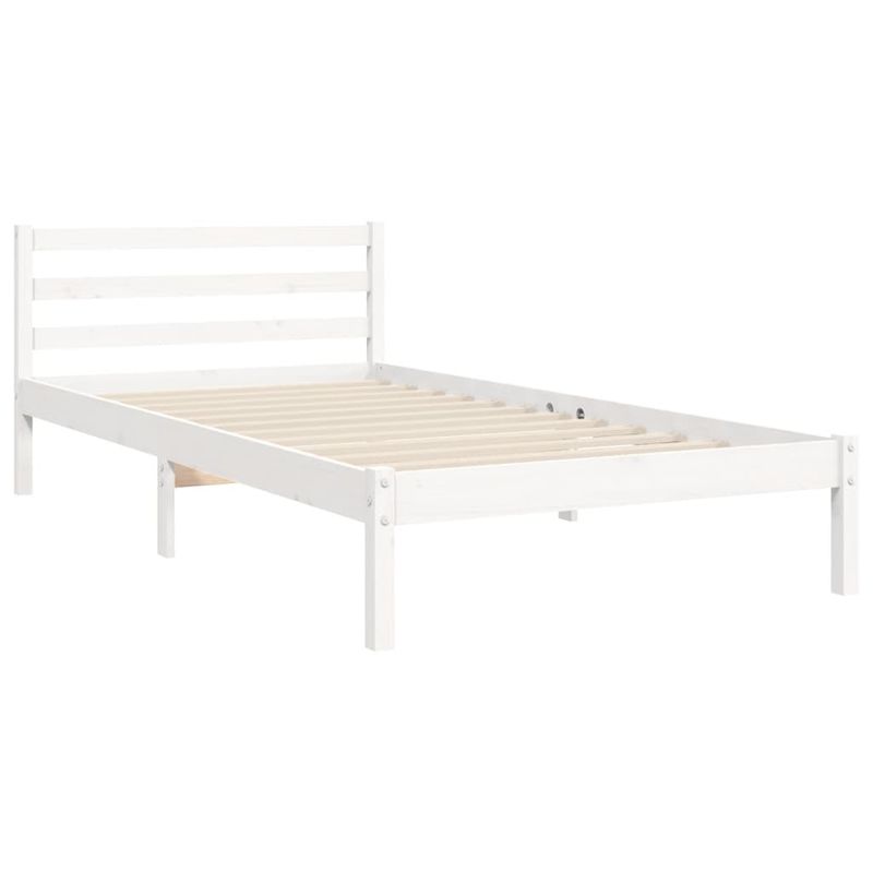 Casa si Gradina - Mobilier - Paturi si accesorii - Paturi - Cadru de pat cu tablie, alb, 100x200 cm, lemn masiv - Infinity.ro