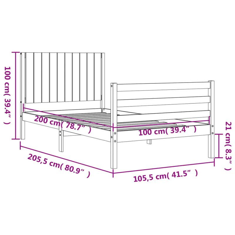 Casa si Gradina - Mobilier - Paturi si accesorii - Paturi - Cadru de pat cu tablie, alb, 100x200 cm, lemn masiv - Infinity.ro