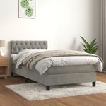 Casa si Gradina - Mobilier - Paturi si accesorii - Paturi - Pat box spring cu saltea, gri deschis, 90x200 cm, catifea - Infinity.ro