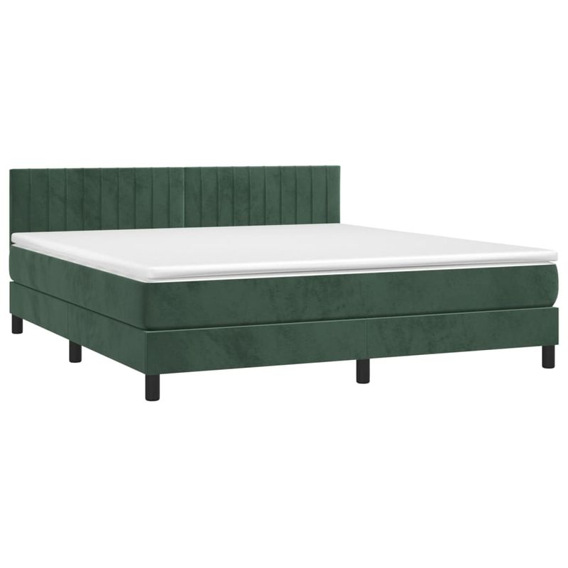 Casa si Gradina - Mobilier - Paturi si accesorii - Paturi - Pat box spring cu saltea, verde inchis, 180x200 cm, catifea - Infinity.ro