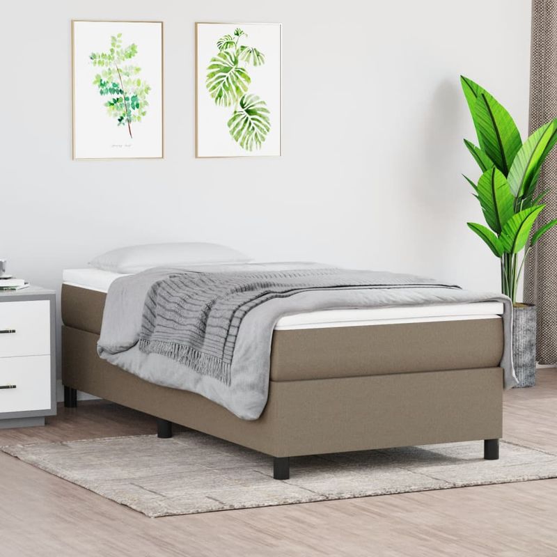 Casa si Gradina - Mobilier - Paturi si accesorii - Paturi - Pat box spring cu saltea, gri taupe, 80x200 cm, textil - Infinity.ro