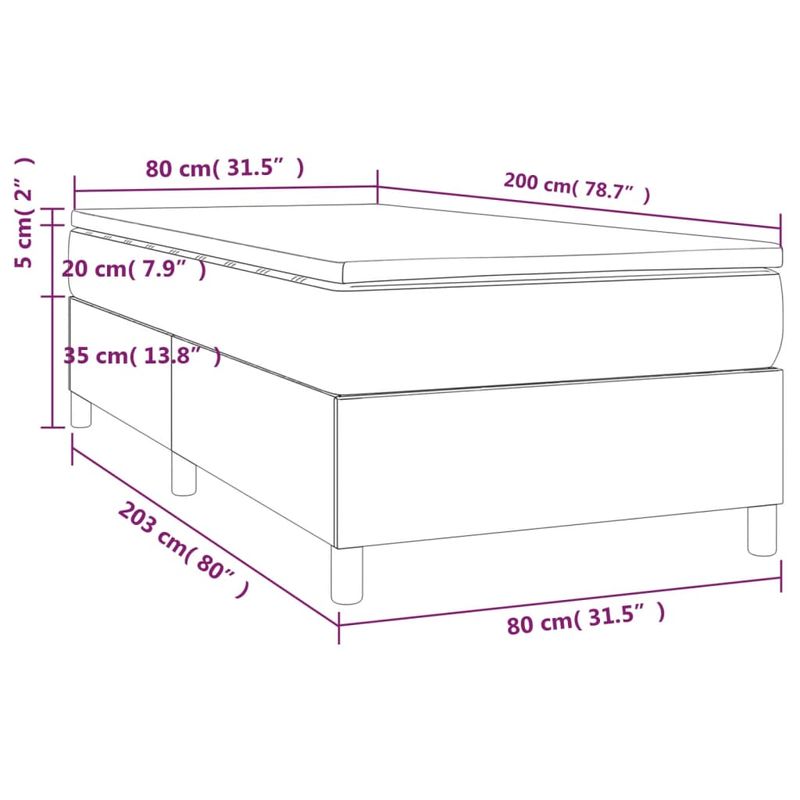 Casa si Gradina - Mobilier - Paturi si accesorii - Paturi - Pat box spring cu saltea, gri taupe, 80x200 cm, textil - Infinity.ro