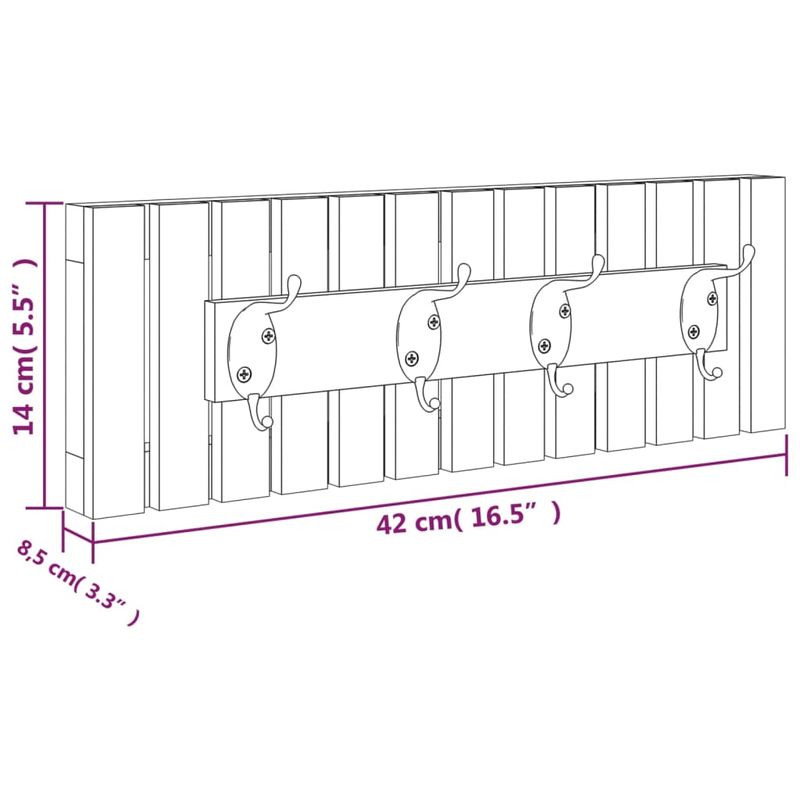 Casa si Gradina - Sanitare - Suporturi si accesorii baie - Suporturi baie - Cuier de perete, 42x8,5x14 cm, lemn masiv de nuc - Infinity.ro