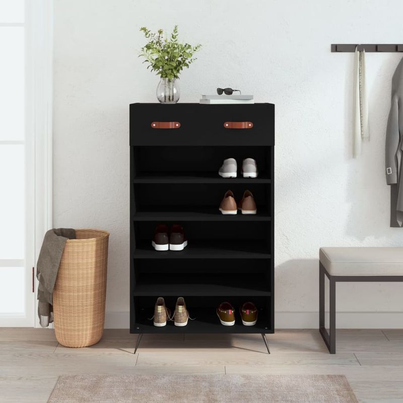 Casa si Gradina - Mobilier - Dulapuri si sifoniere - Dulapuri pantofi - Pantofar, negru, 60x35x105 cm, lemn compozit - Infinity.ro