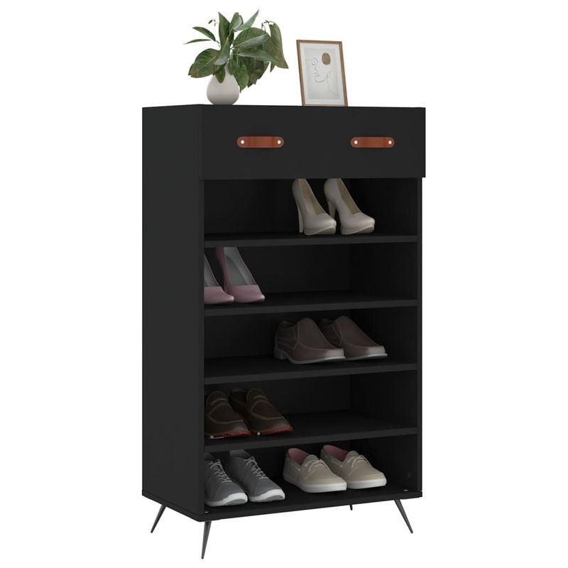 Casa si Gradina - Mobilier - Dulapuri si sifoniere - Dulapuri pantofi - Pantofar, negru, 60x35x105 cm, lemn compozit - Infinity.ro