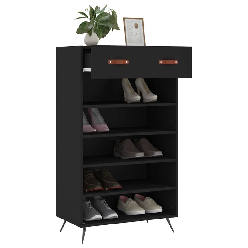 Casa si Gradina - Mobilier - Dulapuri si sifoniere - Dulapuri pantofi - Pantofar, negru, 60x35x105 cm, lemn compozit - Infinity.ro