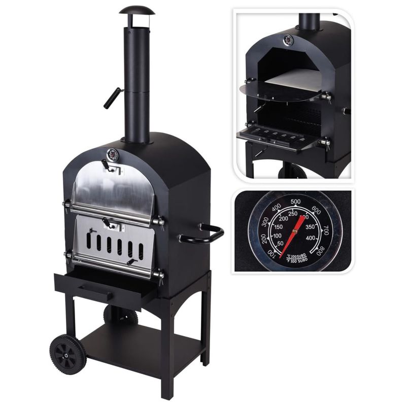 Electronice si Electrocasnice - Aragazuri, cuptoare si hote - Cuptoare - Cuptoare electrice - ProGarden Cuptor pentru pizza BBQ, negru - Infinity.ro