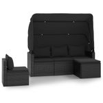 Casa si Gradina - Gradina si terasa - Mobilier exterior - Seturi mobila gradina - Set mobilier de gradina cu perne, 4 piese, negru, poliratan - Infinity.ro