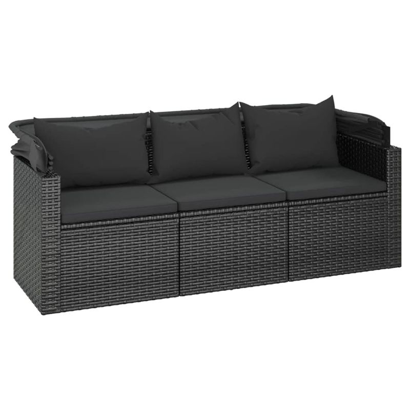 Casa si Gradina - Gradina si terasa - Mobilier exterior - Seturi mobila gradina - Set mobilier de gradina cu perne, 4 piese, negru, poliratan - Infinity.ro