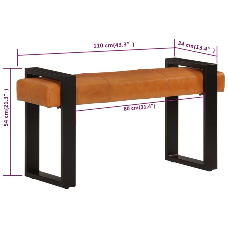 Casa si Gradina - Mobilier - Canapele si coltare - Banchete - Banca, negru si maro, 110 cm, piele naturala de capra - Infinity.ro