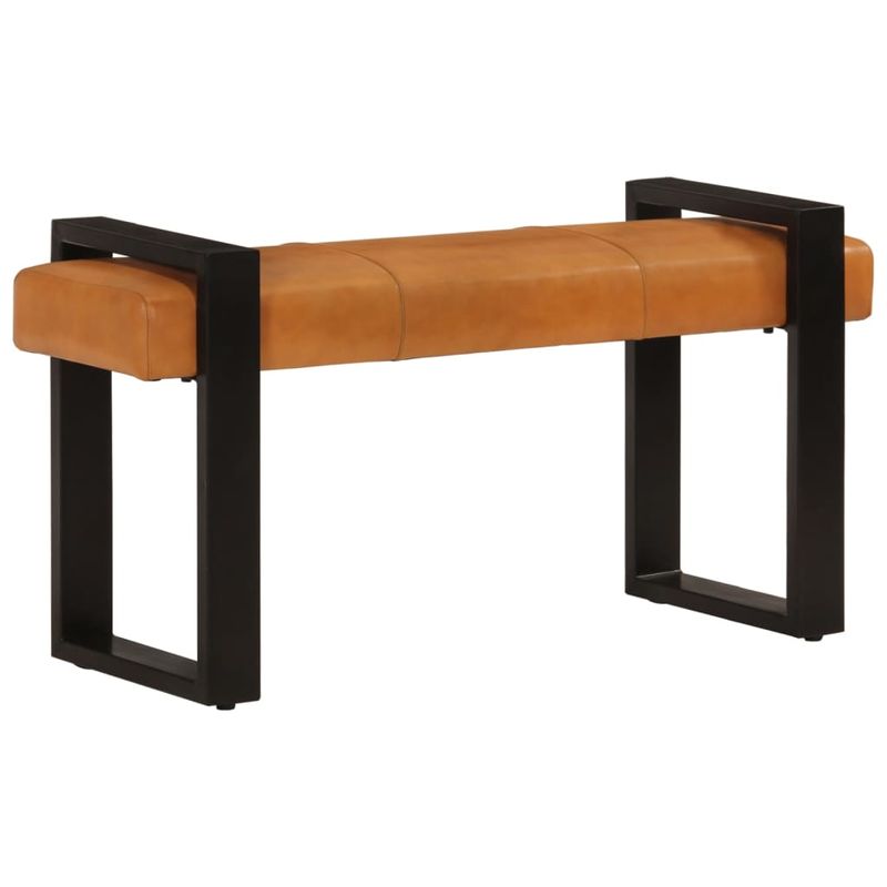 Casa si Gradina - Mobilier - Canapele si coltare - Banchete - Banca, negru si maro, 110 cm, piele naturala de capra - Infinity.ro