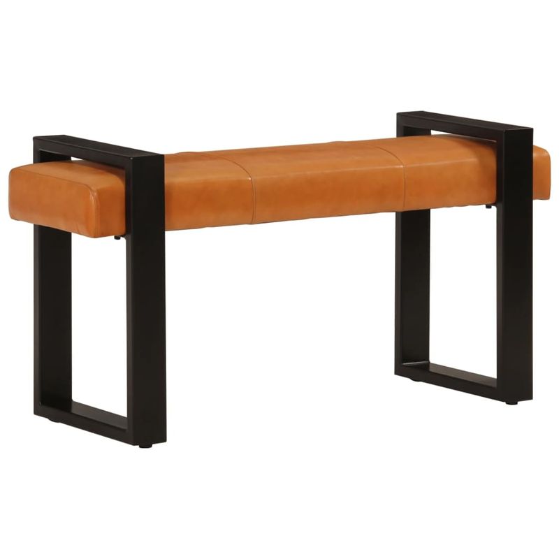 Casa si Gradina - Mobilier - Canapele si coltare - Banchete - Banca, negru si maro, 110 cm, piele naturala de capra - Infinity.ro