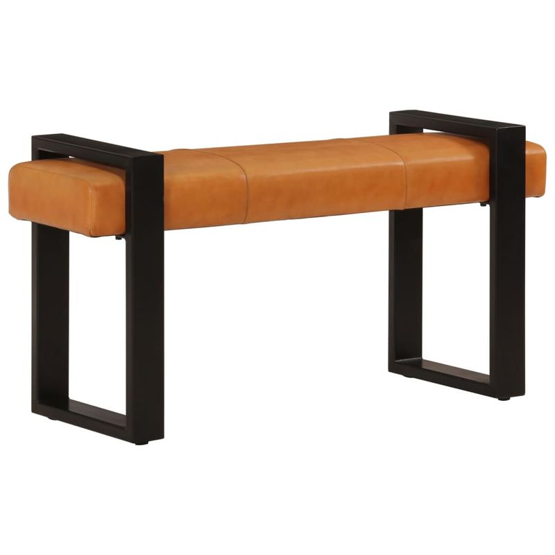 Casa si Gradina - Mobilier - Canapele si coltare - Banchete - Banca, negru si maro, 110 cm, piele naturala de capra - Infinity.ro