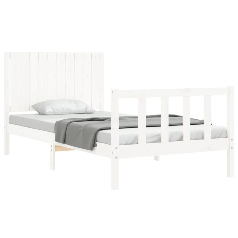 Casa si Gradina - Mobilier - Paturi si accesorii - Paturi - Cadru de pat cu tablie, alb, 100x200 cm, lemn masiv - Infinity.ro