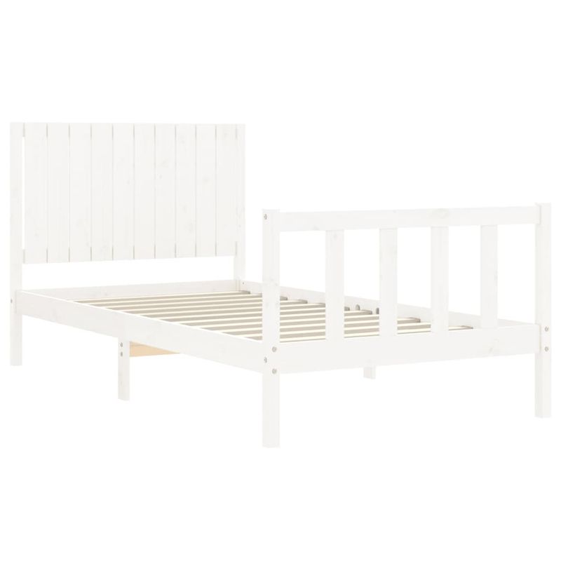 Casa si Gradina - Mobilier - Paturi si accesorii - Paturi - Cadru de pat cu tablie, alb, 100x200 cm, lemn masiv - Infinity.ro
