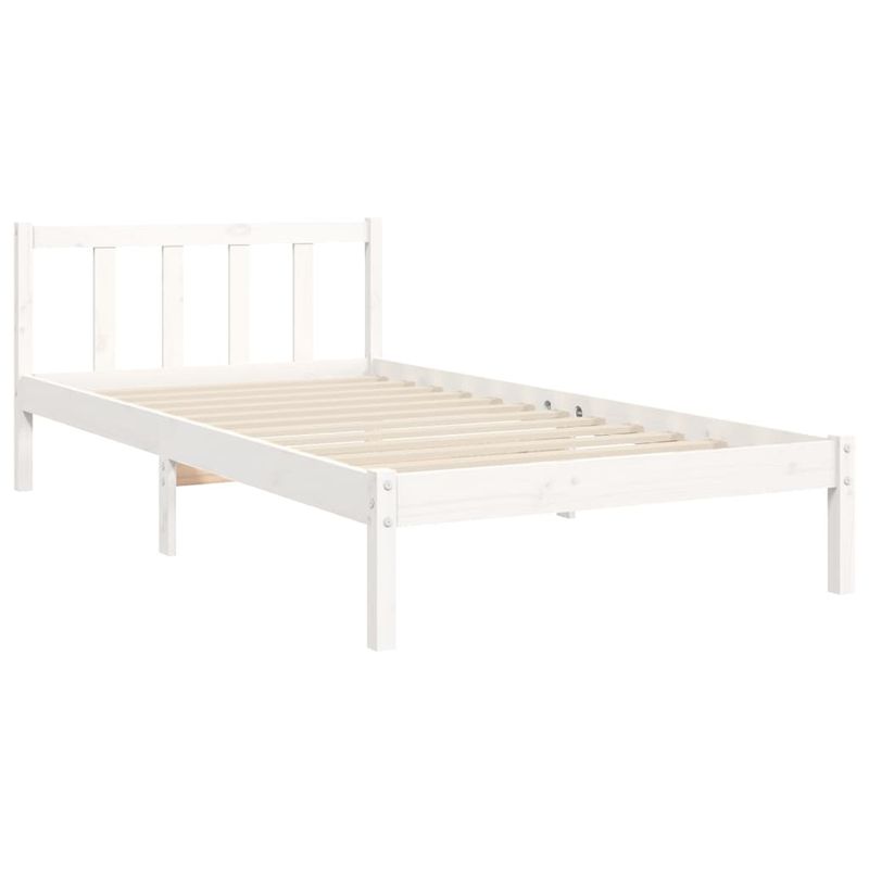 Casa si Gradina - Mobilier - Paturi si accesorii - Paturi - Cadru de pat cu tablie, alb, 100x200 cm, lemn masiv - Infinity.ro