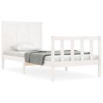 Casa si Gradina - Mobilier - Paturi si accesorii - Paturi - Cadru de pat cu tablie, alb, 100x200 cm, lemn masiv - Infinity.ro