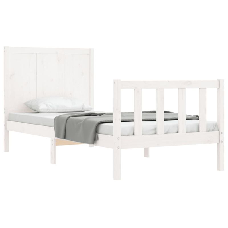Casa si Gradina - Mobilier - Paturi si accesorii - Paturi - Cadru de pat cu tablie, alb, 100x200 cm, lemn masiv - Infinity.ro