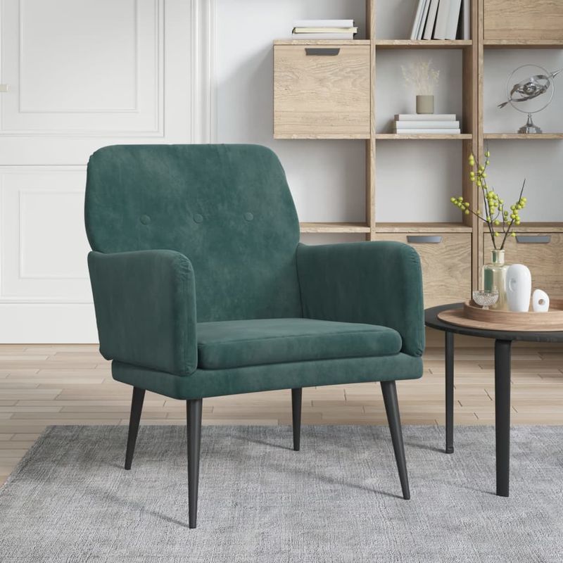 Casa si Gradina - Mobilier - Scaune si fotolii - Fotolii - Fotoliu, verde inchis, 62x79x79 cm, catifea - Infinity.ro