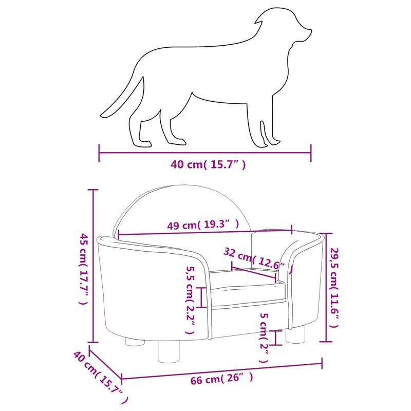 Petshop - Accesorii petshop - Culcusuri si custi - Culcusuri si saltele - Pat de caini, maro, 66x40x45 cm, catifea - Infinity.ro