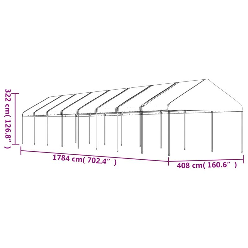 Casa si Gradina - Gradina si terasa - Umbrele si pavilioane - Pavilioane - Foisor cu acoperis, alb, 17,84x4,08x3,22 m, polietilena - Infinity.ro