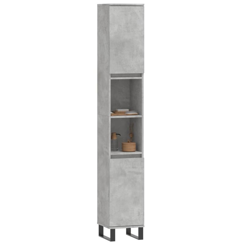 Casa si Gradina - Mobilier - Mobilier baie - Corpuri baie - Dulap de baie, gri beton, 30x30x190 cm, lemn prelucrat - Infinity.ro