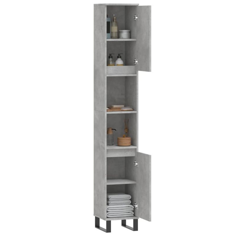 Casa si Gradina - Mobilier - Mobilier baie - Corpuri baie - Dulap de baie, gri beton, 30x30x190 cm, lemn prelucrat - Infinity.ro
