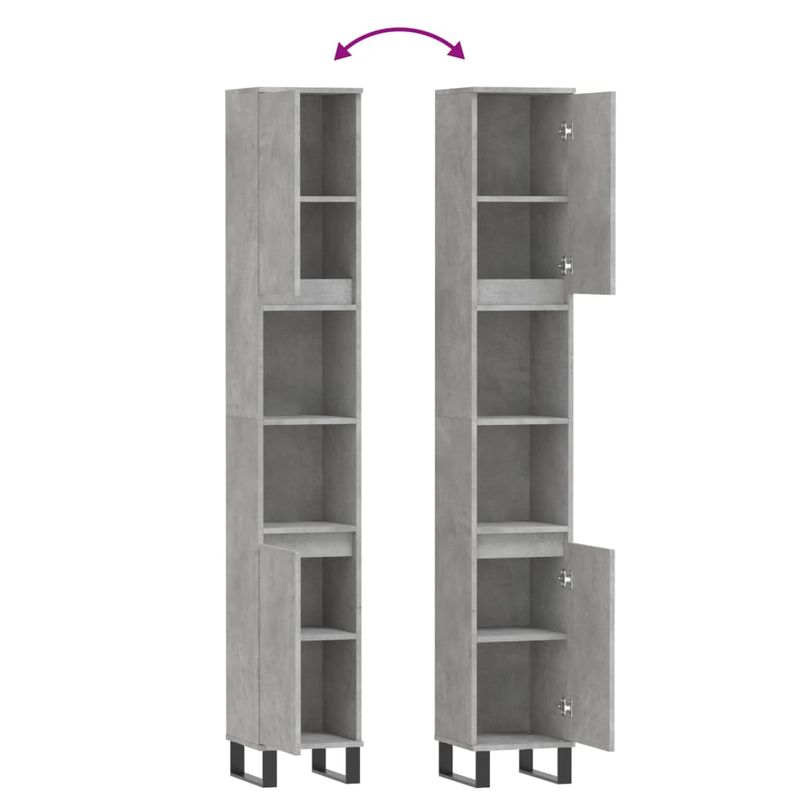 Casa si Gradina - Mobilier - Mobilier baie - Corpuri baie - Dulap de baie, gri beton, 30x30x190 cm, lemn prelucrat - Infinity.ro