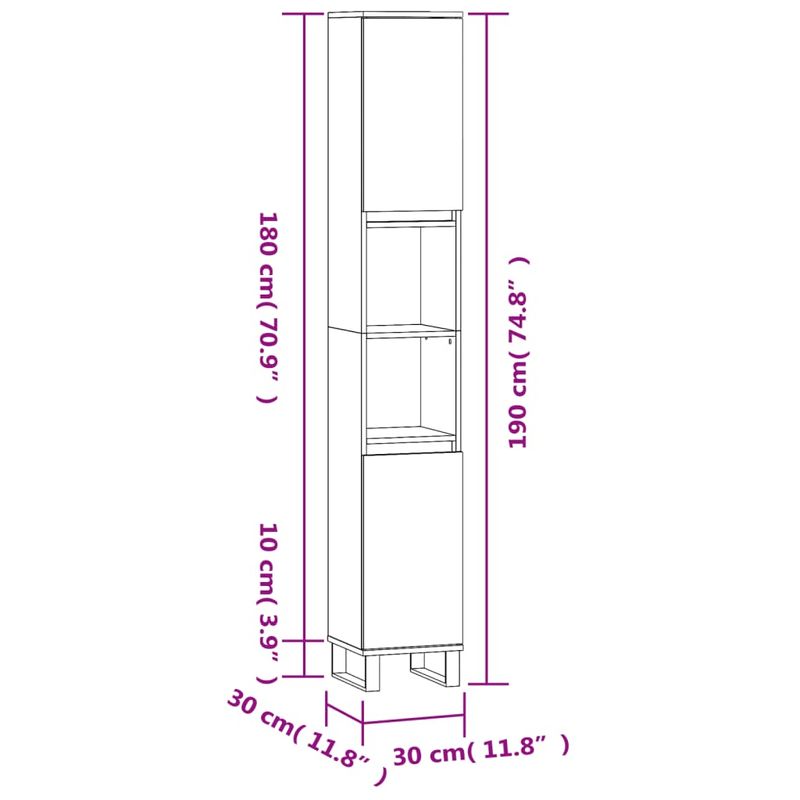 Casa si Gradina - Mobilier - Mobilier baie - Corpuri baie - Dulap de baie, gri beton, 30x30x190 cm, lemn prelucrat - Infinity.ro