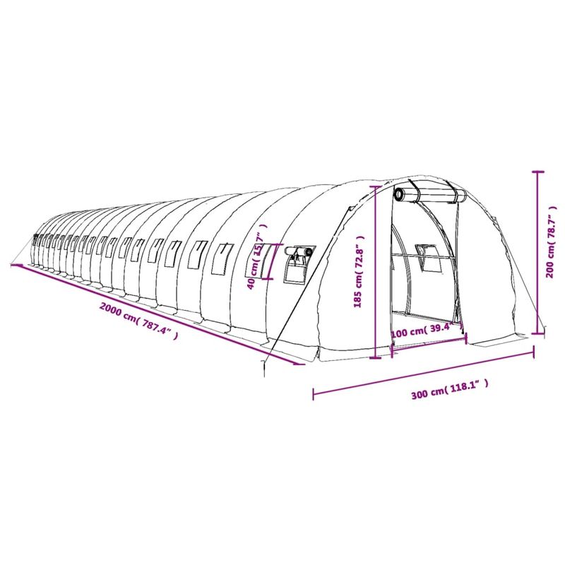 Casa si Gradina - Gradinarit si plante - Sere si solarii - Sera cu cadru din otel, alb, 60 m², 20x3x2 m - Infinity.ro