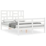 Casa si Gradina - Mobilier - Paturi si accesorii - Paturi - Cadru de pat cu tablie, dublu, alb, lemn masiv - Infinity.ro