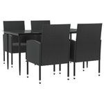 Casa si Gradina - Gradina si terasa - Mobilier exterior - Seturi mobila gradina - Set mobilier de gradina, 5 piese, negru, poliratan si otel - Infinity.ro