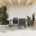 Casa si Gradina - Gradina si terasa - Mobilier exterior - Seturi mobila gradina - Set mobilier de gradina, 5 piese, negru, poliratan si otel - Infinity.ro