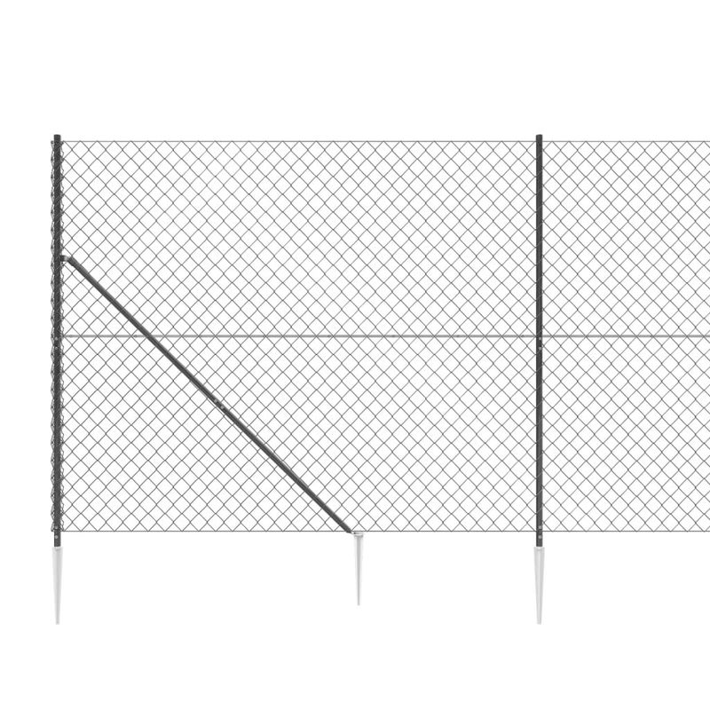 Casa si Gradina - Gradina si terasa - Garduri, panouri si accesorii - Gard plasa de sarma cu tarusi de fixare, antracit, 2,2x25 m - Infinity.ro