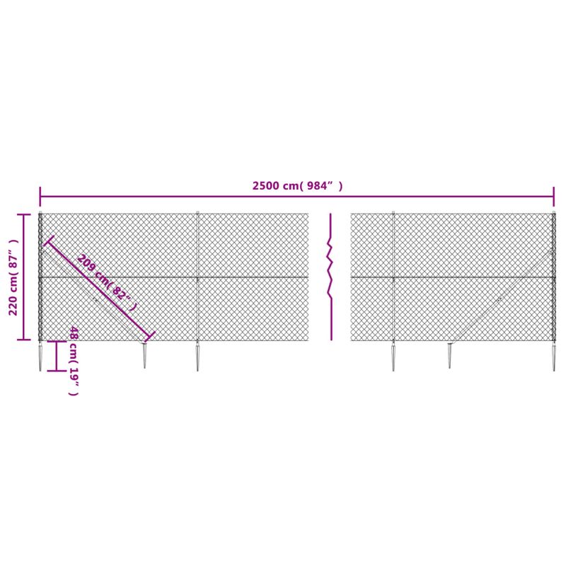 Casa si Gradina - Gradina si terasa - Garduri, panouri si accesorii - Gard plasa de sarma cu tarusi de fixare, antracit, 2,2x25 m - Infinity.ro