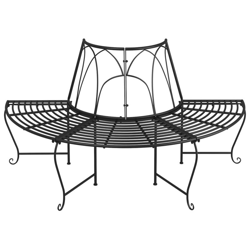 Casa si Gradina - Gradina si terasa - Mobilier exterior - Bancute de gradina - Banca circulara de copac, 2 buc., negru, Ø159 cm, otel - Infinity.ro