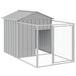Petshop - Accesorii petshop - Culcusuri si custi - Custi interior si exterior - Cusca de caine & tarc gri deschis 117x201x123cm otel galvanizat - Infinity.ro