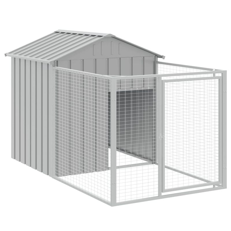 Petshop - Accesorii petshop - Culcusuri si custi - Custi interior si exterior - Cusca de caine & tarc gri deschis 117x201x123cm otel galvanizat - Infinity.ro