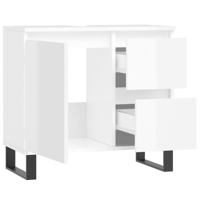 Casa si Gradina - Mobilier - Mobilier baie - Comode baie - Comoda de baie, alb extralucios, 65x33x60 cm, lemn prelucrat - Infinity.ro