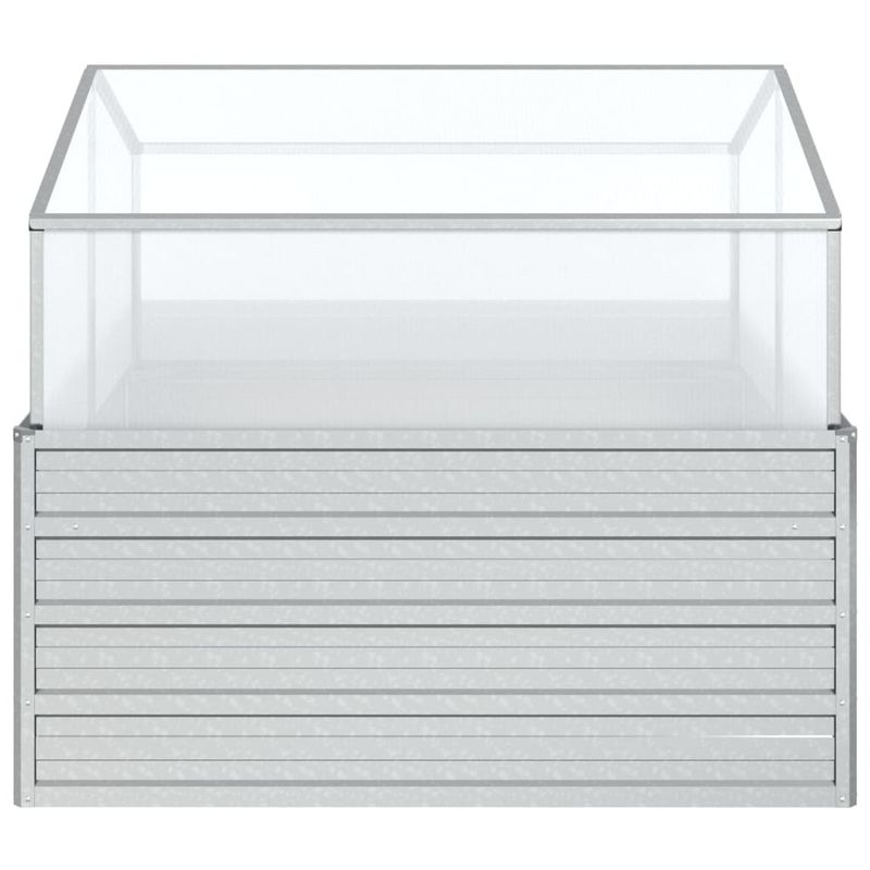 Casa si Gradina - Gradinarit si plante - Plante si ghivece - Ghivece si suporturi - Strat inaltat cu sera de gradina, argintiu, 100x100x85 cm - Infinity.ro