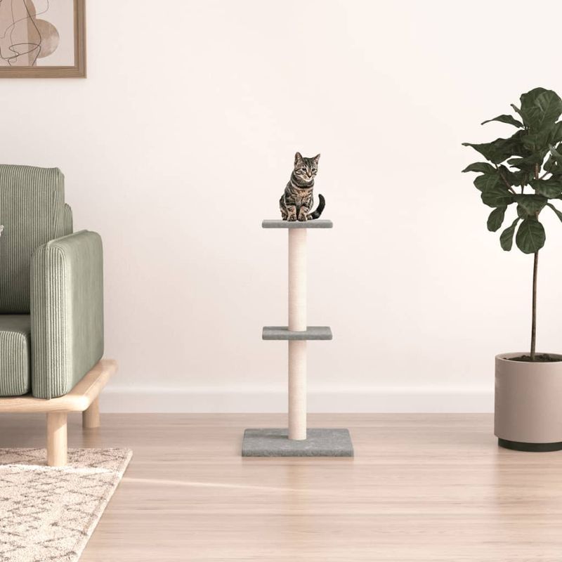 Petshop - Accesorii petshop - Jucarii animale - Ansambluri de joaca - Ansamblu pisici, stalpi din funie sisal, gri deschis, 73 cm - Infinity.ro