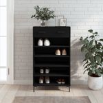 Casa si Gradina - Mobilier - Dulapuri si sifoniere - Dulapuri pantofi - Pantofar, negru, 60x35x105 cm, lemn compozit - Infinity.ro