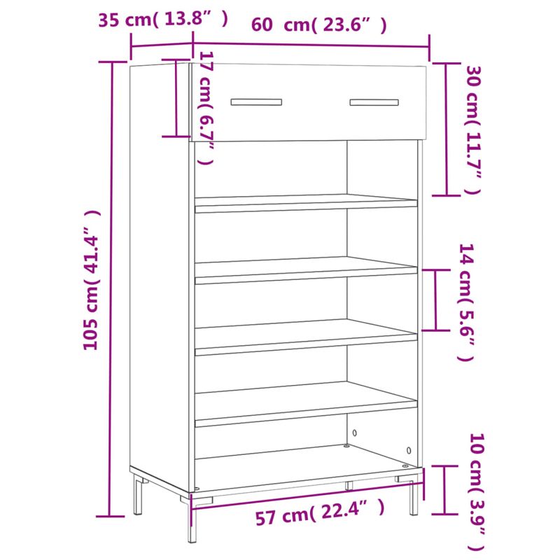 Casa si Gradina - Mobilier - Dulapuri si sifoniere - Dulapuri pantofi - Pantofar, negru, 60x35x105 cm, lemn compozit - Infinity.ro