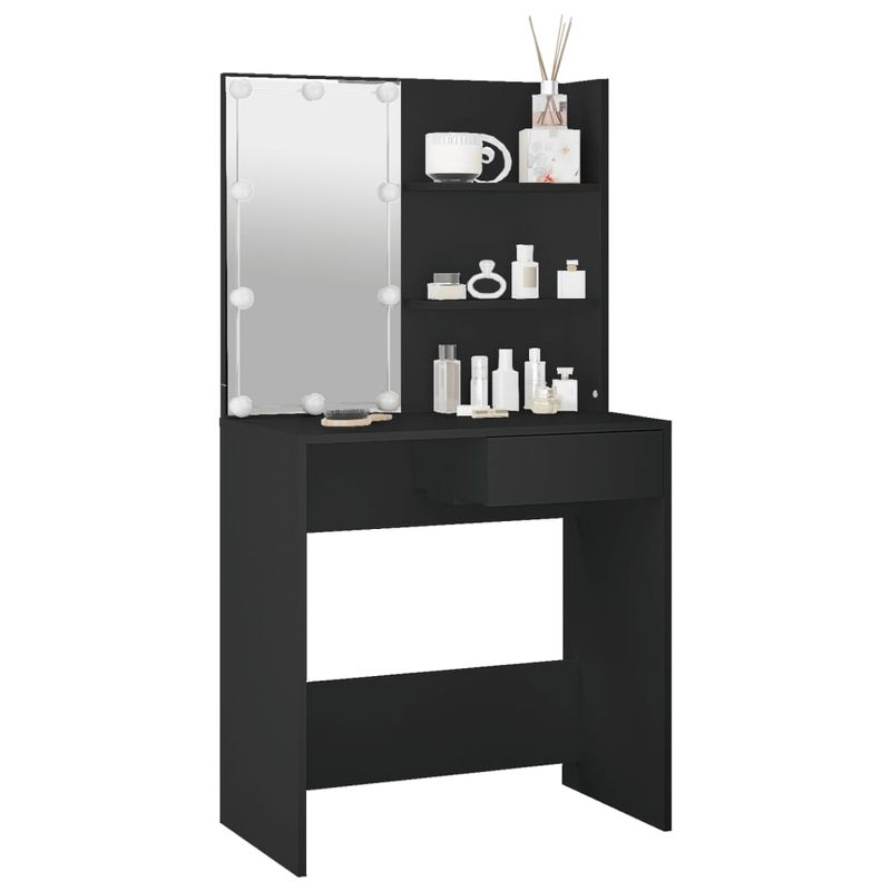 Casa si Gradina - Mobilier - Comode si corpuri - Masute de toaleta - Masa de toaleta cu LED, negru, 74,5x40x141 cm - Infinity.ro