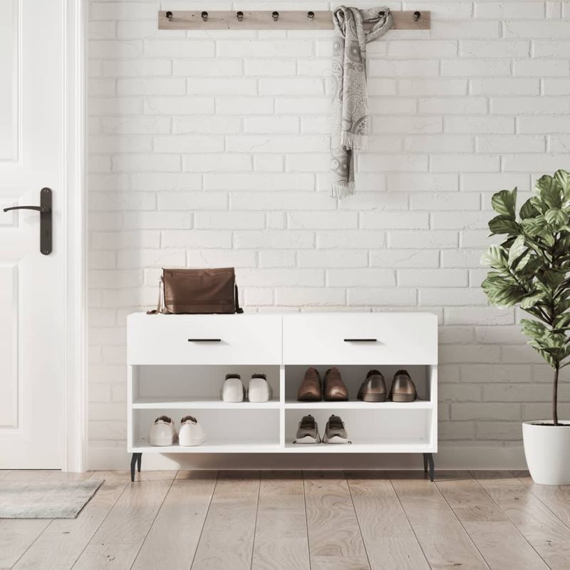 Casa si Gradina - Mobilier - Organizare si depozitare - Organizator incaltaminte - Banca de pantofi, alb, 102x35x55 cm, lemn prelucrat - Infinity.ro