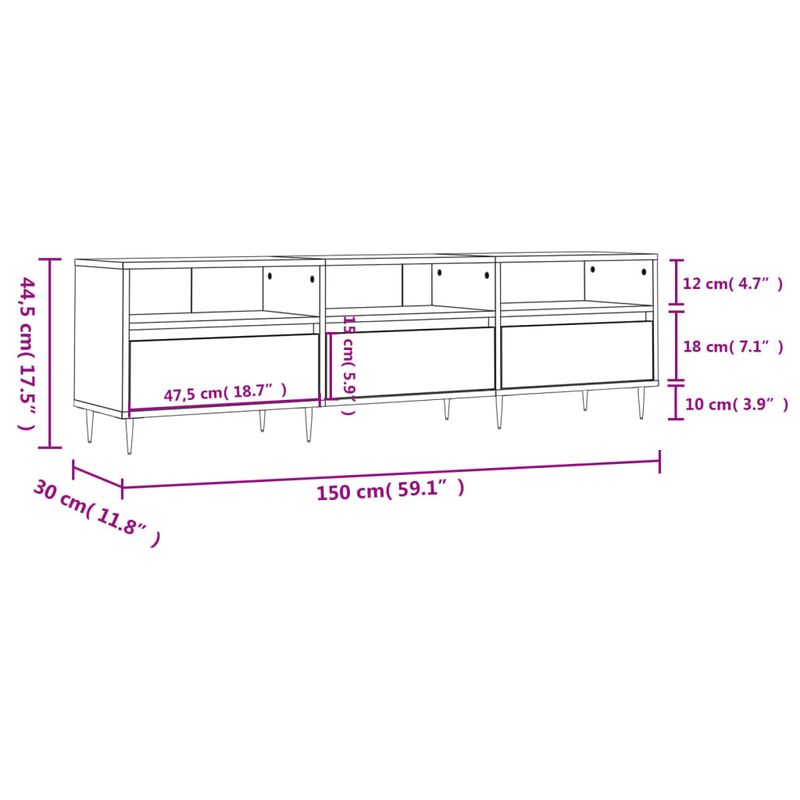 Casa si Gradina - Mobilier - Comode si corpuri - Comode - Comoda TV, alb, 150x30x44,5 cm, lemn prelucrat - Infinity.ro