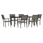 Casa si Gradina - Gradina si terasa - Mobilier exterior - Seturi mobila gradina - Set mobilier de gradina, 7 piese, negru, otel si textilena - Infinity.ro