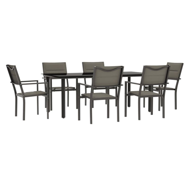 Casa si Gradina - Gradina si terasa - Mobilier exterior - Seturi mobila gradina - Set mobilier de gradina, 7 piese, negru, otel si textilena - Infinity.ro