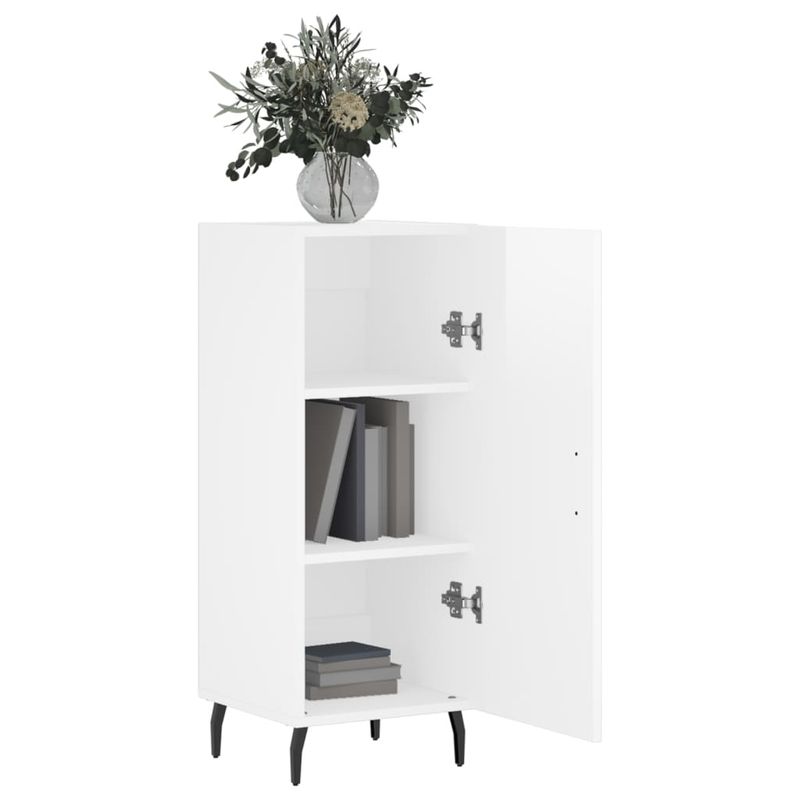Casa si Gradina - Mobilier - Comode si corpuri - Comode - Servanta, alb extralucios, 34,5x34x90 cm, lemn compozit - Infinity.ro