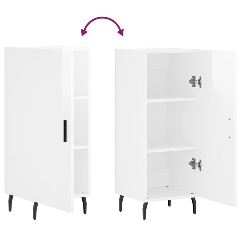 Casa si Gradina - Mobilier - Comode si corpuri - Comode - Servanta, alb extralucios, 34,5x34x90 cm, lemn compozit - Infinity.ro